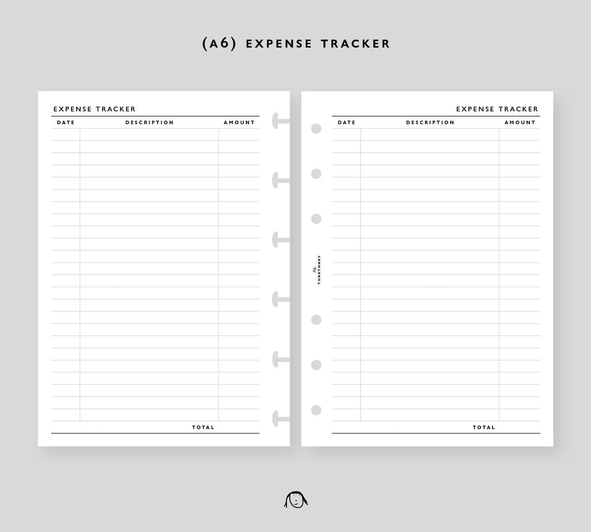 A6 Size Expense Tracker Printable Inserts | Thinkthankay