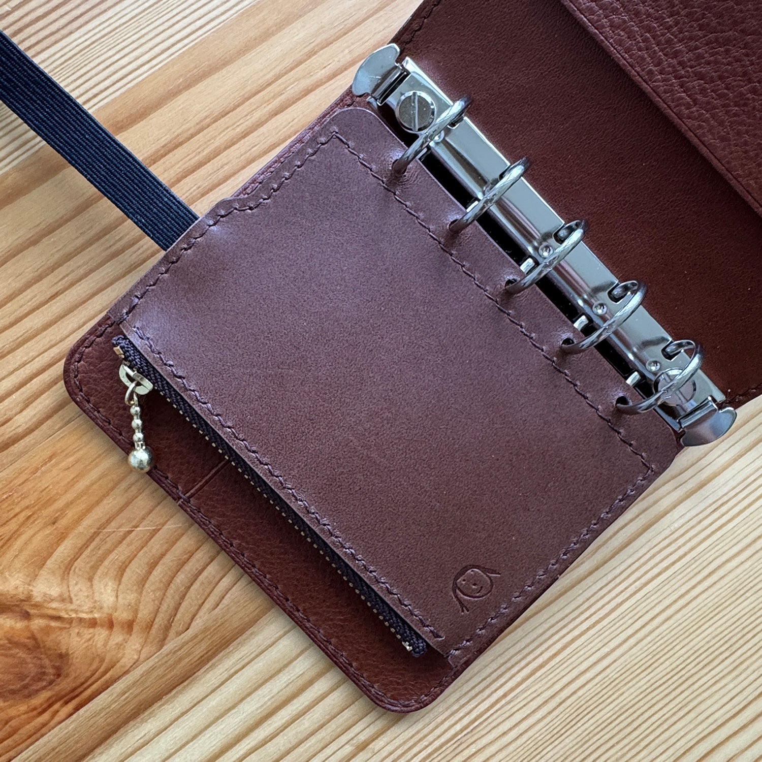 RTS: A8 Mini 5 Zipper Flyleaf with band (Dark Brown)