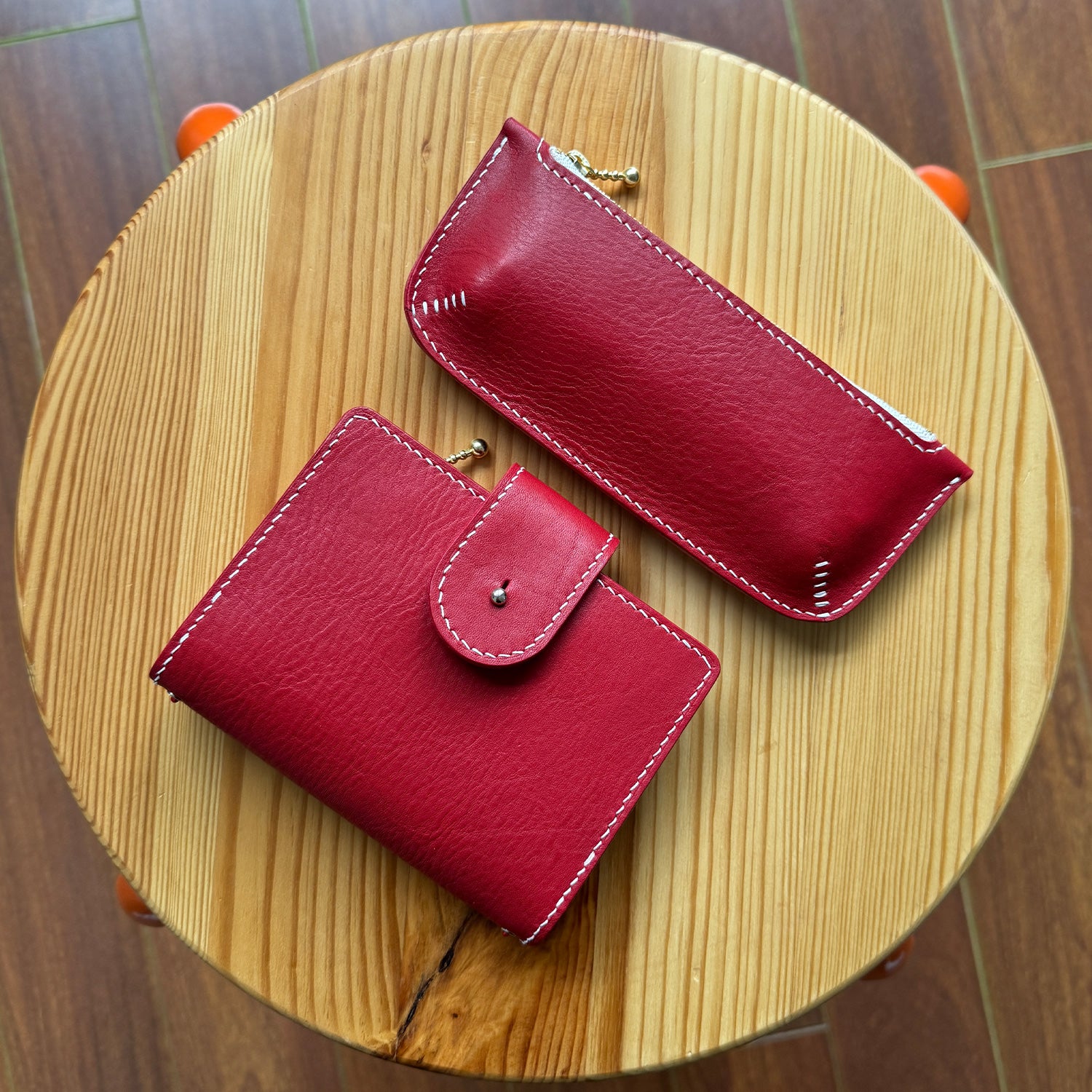 Corner Pen Case (Pebbled Red)
