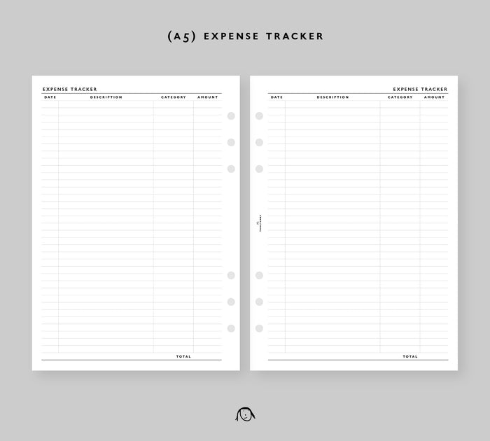 A5 Size Expense Tracker Printable Inserts | Thinkthankay