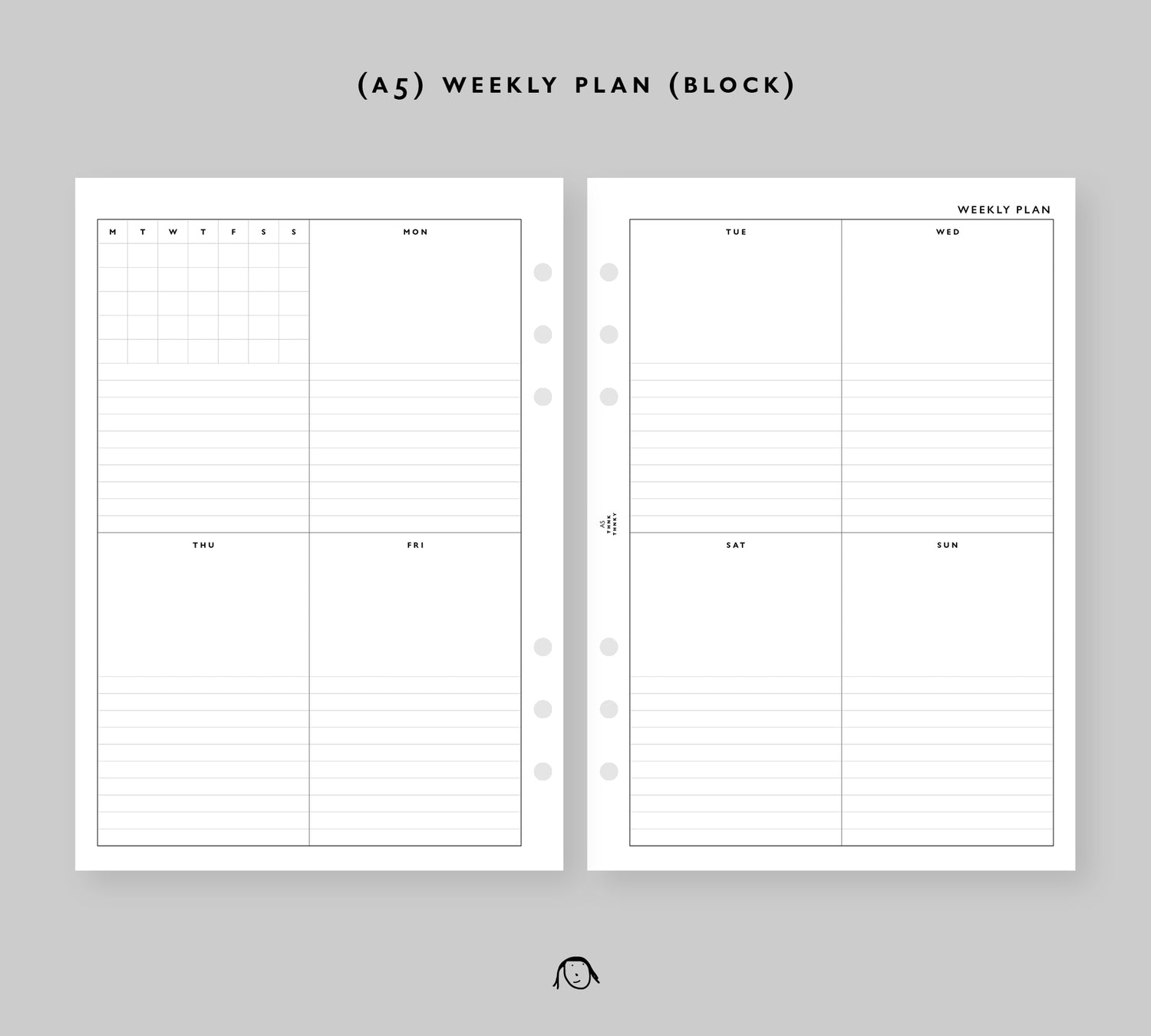 A5 Size Weekly Block Printable Inserts – Thinkthankay