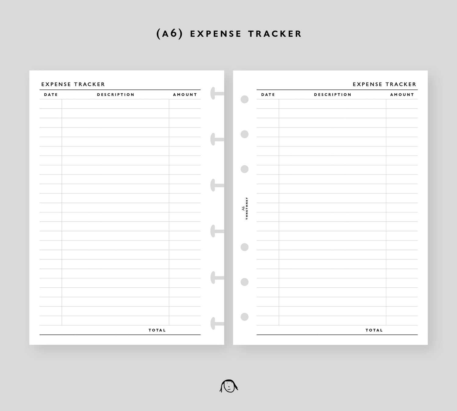 A6 Size Expense Tracker Printable Inserts | Thinkthankay