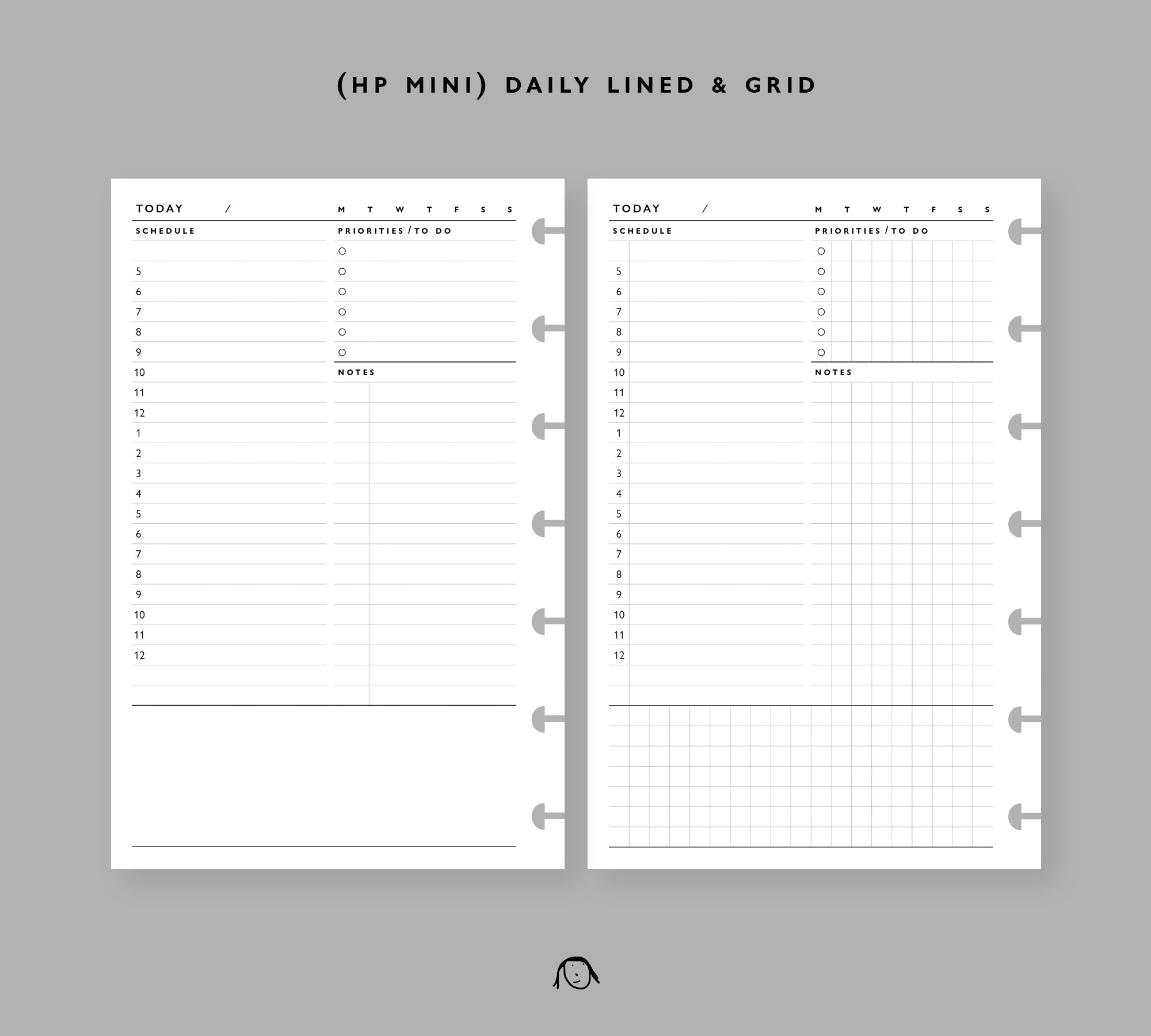 HP Mini Size Daily Plan Printable Inserts