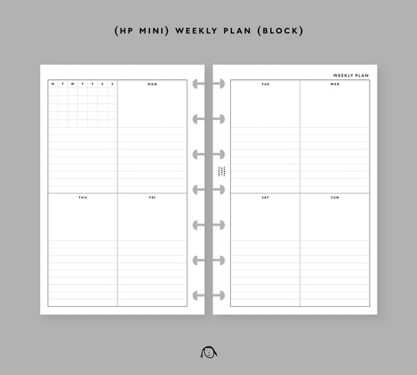 HP Mini Size Weekly Block Printable Inserts – Thinkthankay