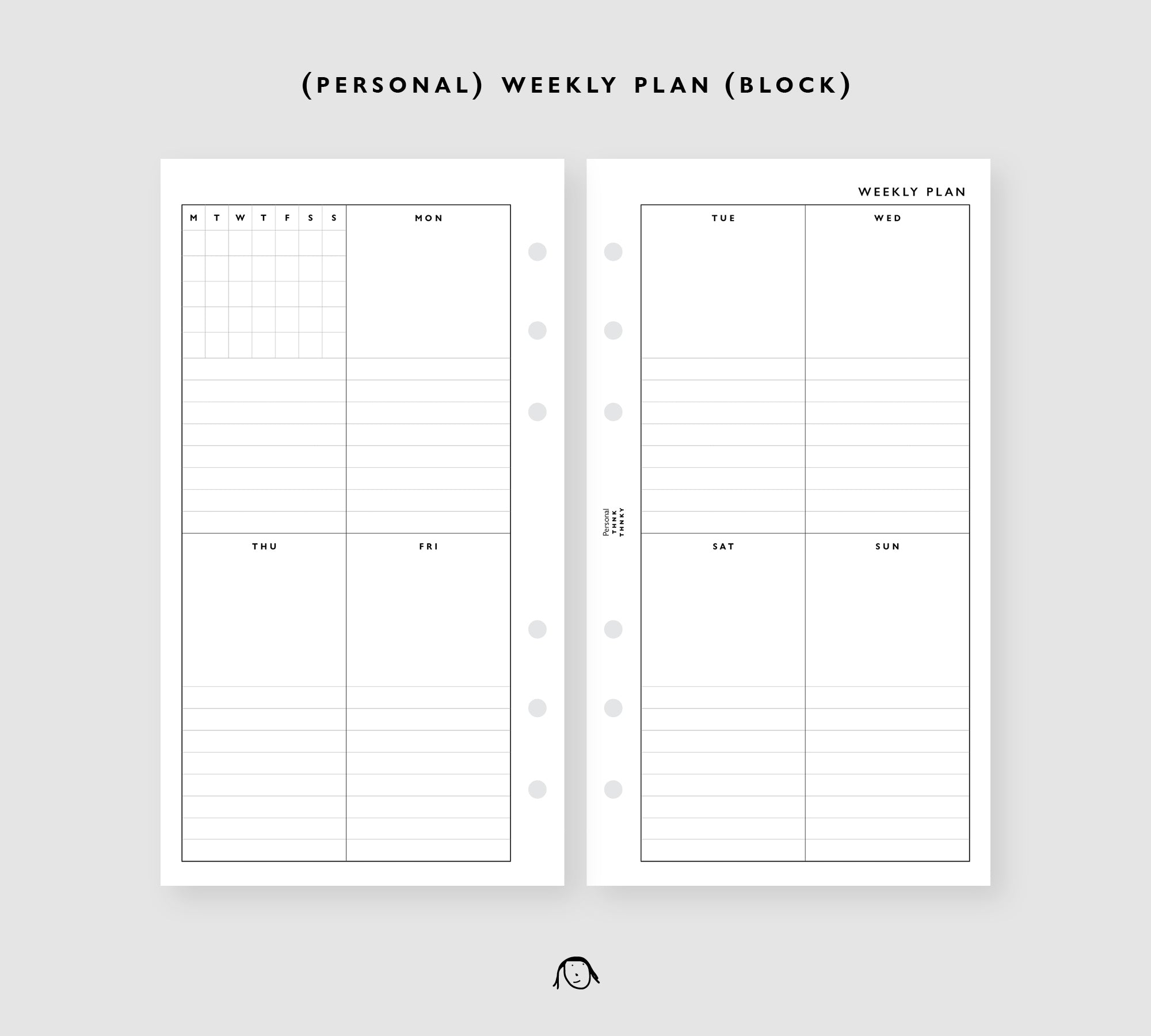 Personal Size Weekly Block Printable Inserts